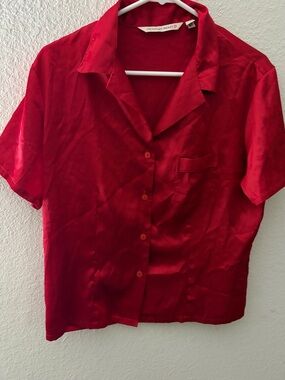 Victoria's Secret Satin Red Short-Sleeve Top